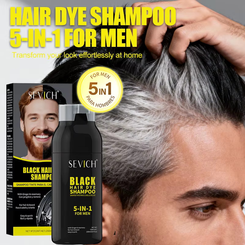 Shampoo colorant pour cheveux 5 en 1