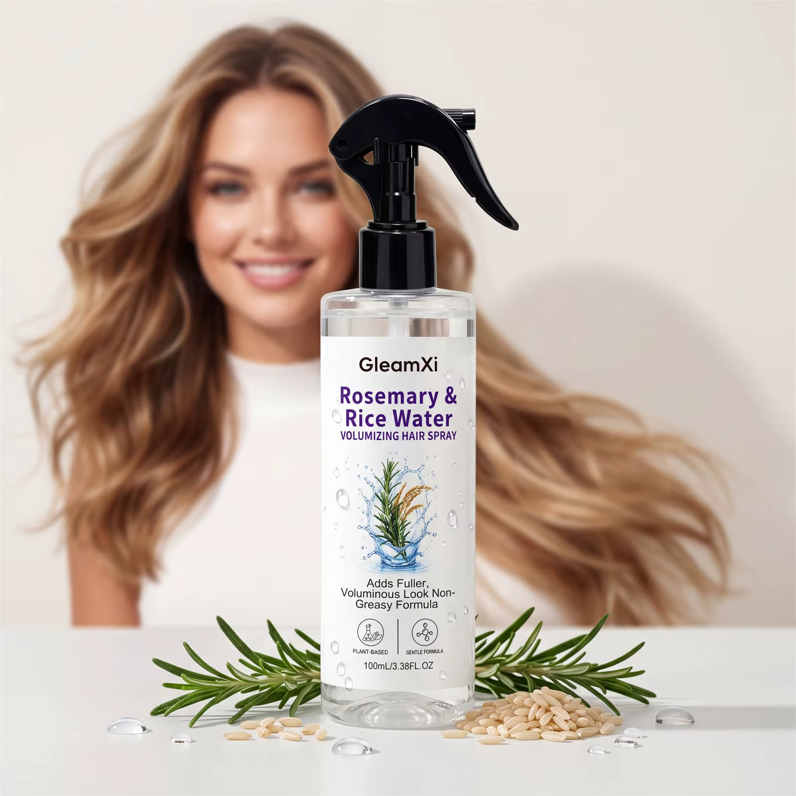 Spray capillaire à la rose et à l'eau de riz