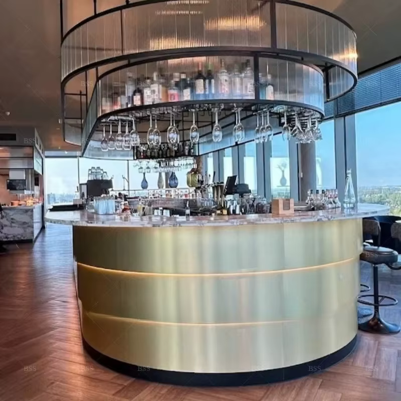 Comptoir de bar commercial pour restaurant à vendre – Idée de bar moderne et rétro, comptoir de bar en acier inoxydable de haute qualité, comptoir à café personnalisé