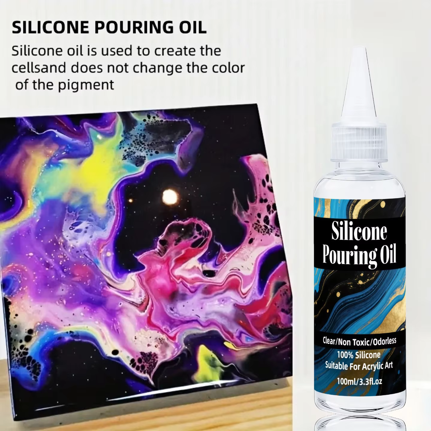 Huile de Coulée en Silicone - Medium Transparent pour Création de Cellules - Approuvé par les Artisans de Fluid Art pour un Effet de Lacerage Fiable et des Cellules Durables