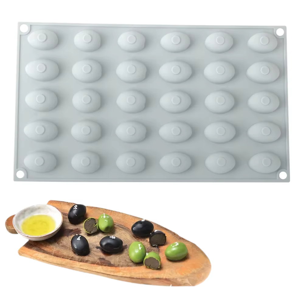 Moule à gâteau en Mousse d'olive à 30 cavités, pour Dessert au chocolat, biscuits, pâtisserie française, moule de cuisson