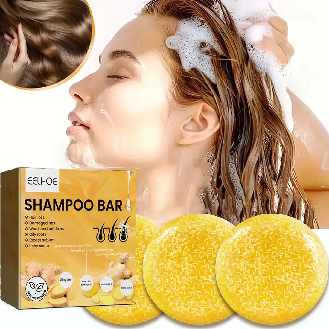 Shampooing solide au gingembre