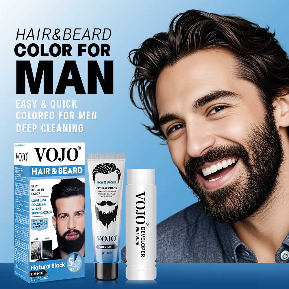 Shampoing de teinture de barbe Permanent naturel longue durée 30ml * 2 pour hommes élimination