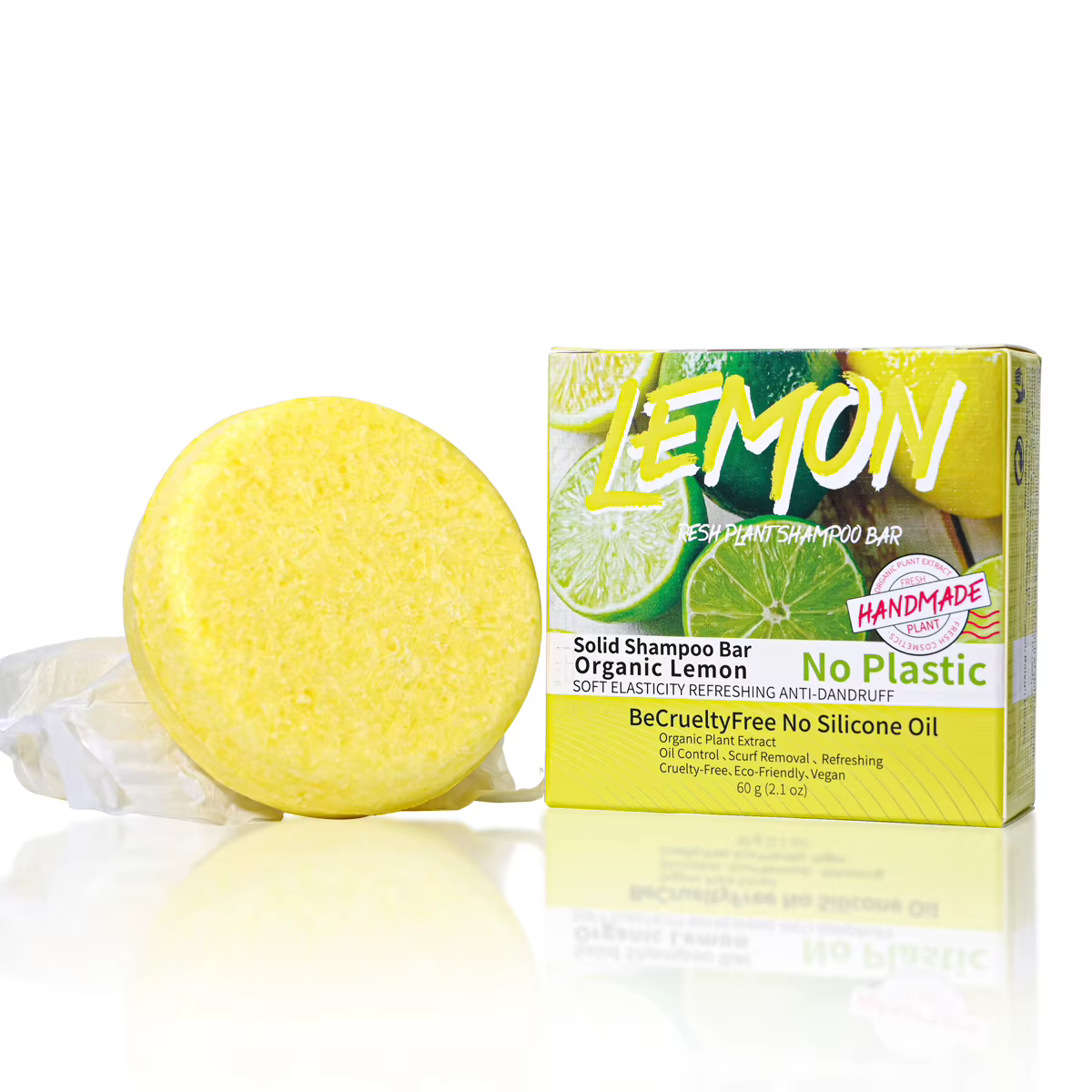 J + 60g Nature plante citron solide shampooing rafraîchissant contrôle de l'huile
