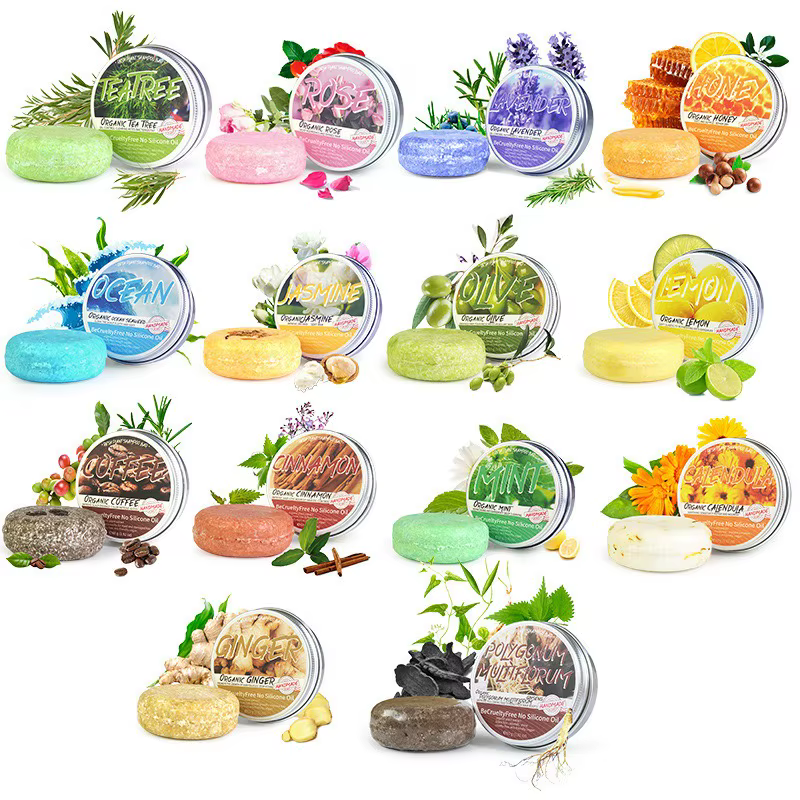 Savon shampooing aux huiles essentielles d'arbre à thé pour un nettoyage en profondeur et un soin des cheveux