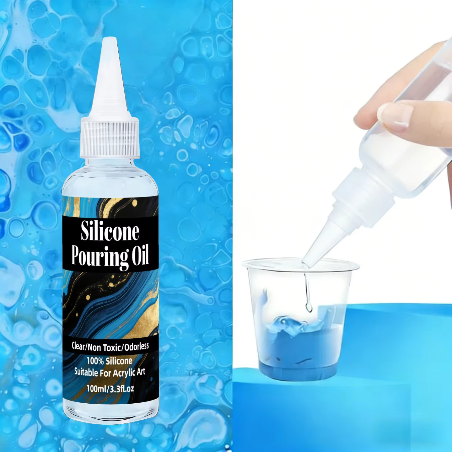 Huile de Coulée en Silicone - Medium Transparent pour Création de Cellules - Approuvé par les Artisans de Fluid Art pour un Effet de Lacerage Fiable et des Cellules Durables