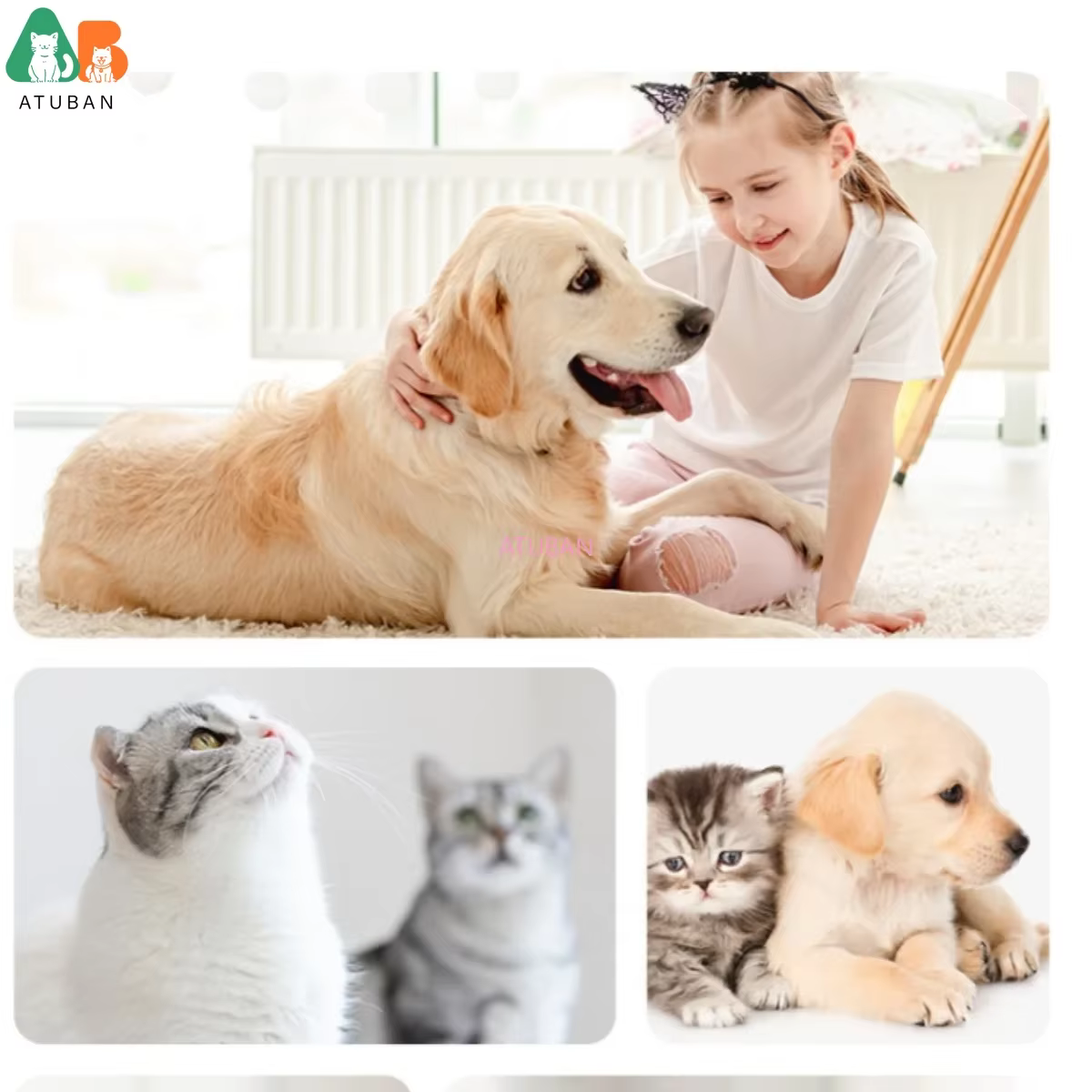 ATUBAN-Shampooing et Après-Shampooing pour Chien Hypoallergénique, Lavande Royale, Probiotique pour Animaux de Compagnie, pour Chiens Parfumés