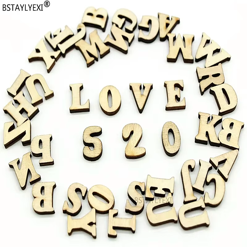208 pièces 8 ensemble 26 lettres de l'alphabet anglais numéro en bois en bois artisanat d'art décoratif de la maison lettre affichage numérique