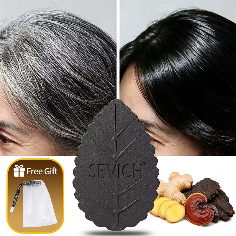 SEVICH Shampoing Solide Noir Naturel 120g Savon Capillaire Solide aux Herbes Anti-Pelliculaire Contrôle du Sébum Soin du Cuir Chevelu Usage Quotidien Renforce les Racines
