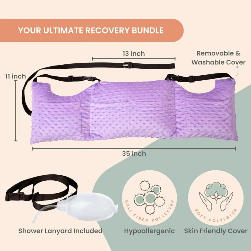 Oreiller de post-mastectomie avec sangle réglable, oreiller de sein après chirurgie cardiaque, cadeau de récupération de mastectomie indispensable