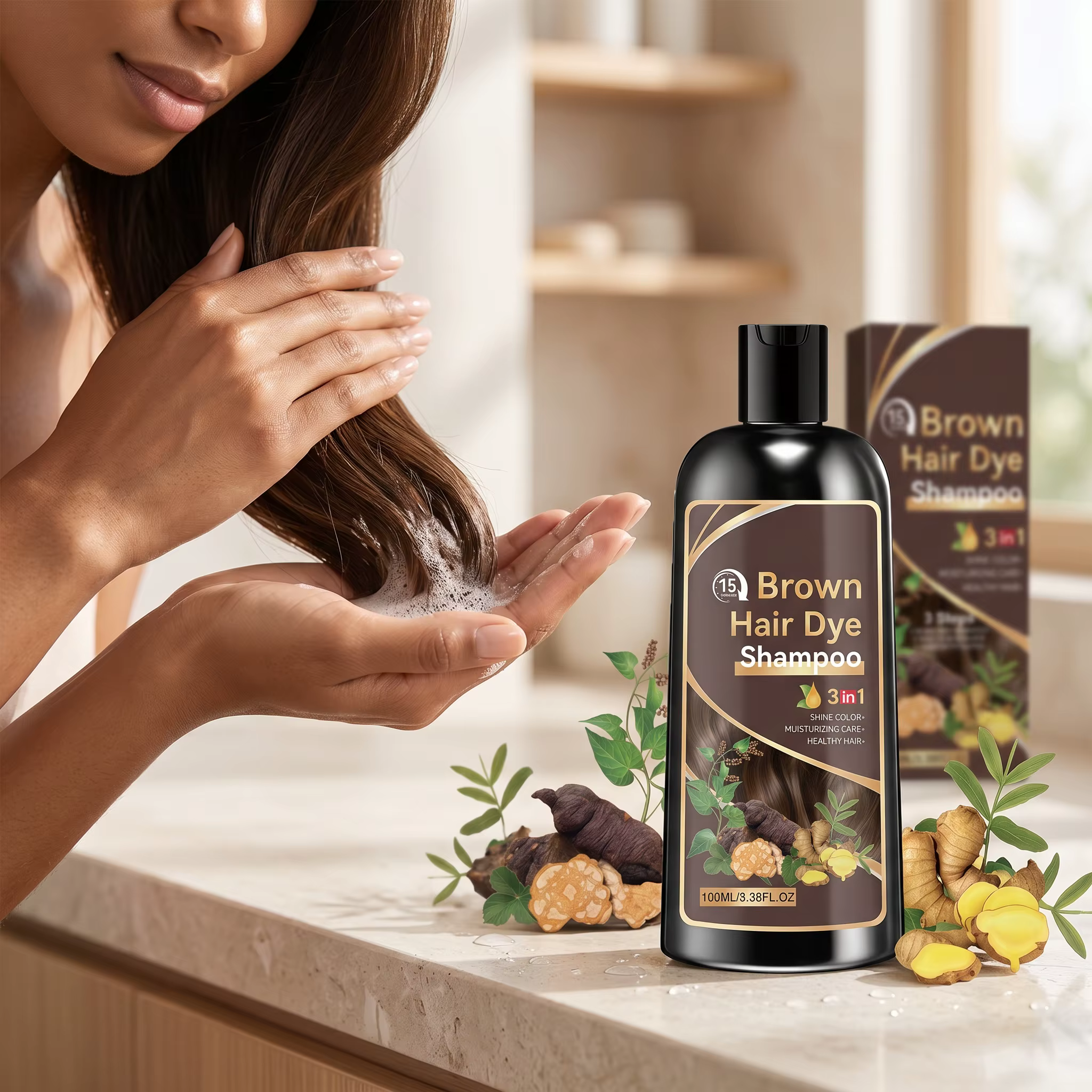 Shampoo colorant capillaire naturel à base de plantes