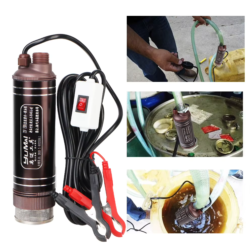 Pompe à huile auto-amorçante haute puissance, Mini coque en alliage d'aluminium 45L/min pour pomper l'huile Diesel, transfert de carburant Submersible, 12V