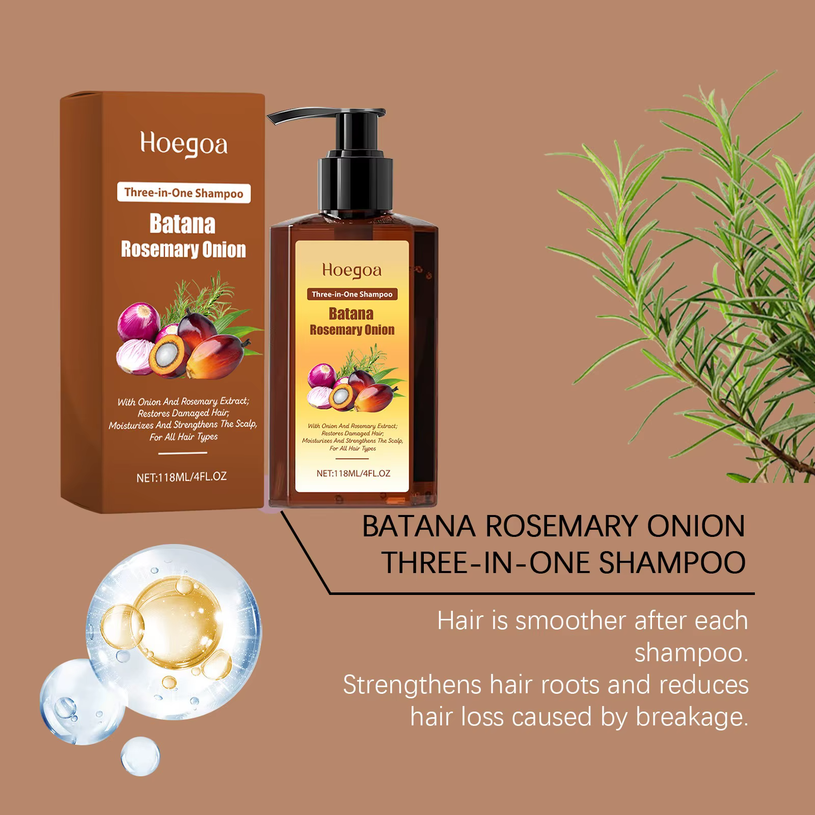Batana – shampoing au romarin et à l'oignon 3 en 1