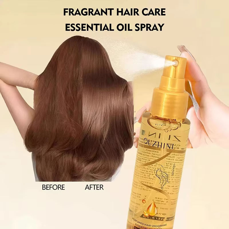 Le spray d'huile essentielle de soin capillaire nourrissant en profondeur peut augmenter la brillance et améliorer la