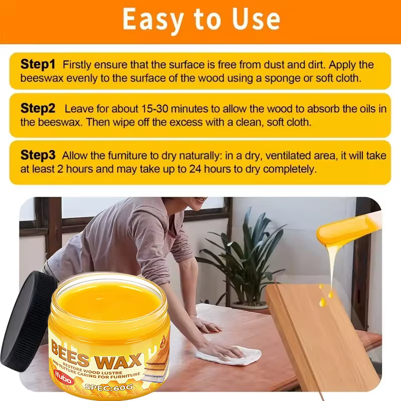 Cire d'abeille naturelle, huile pour bois, polissage et restauration pour meubles en bois massif, sols et surfaces composites, renouvelle la brillance, protection longue durée