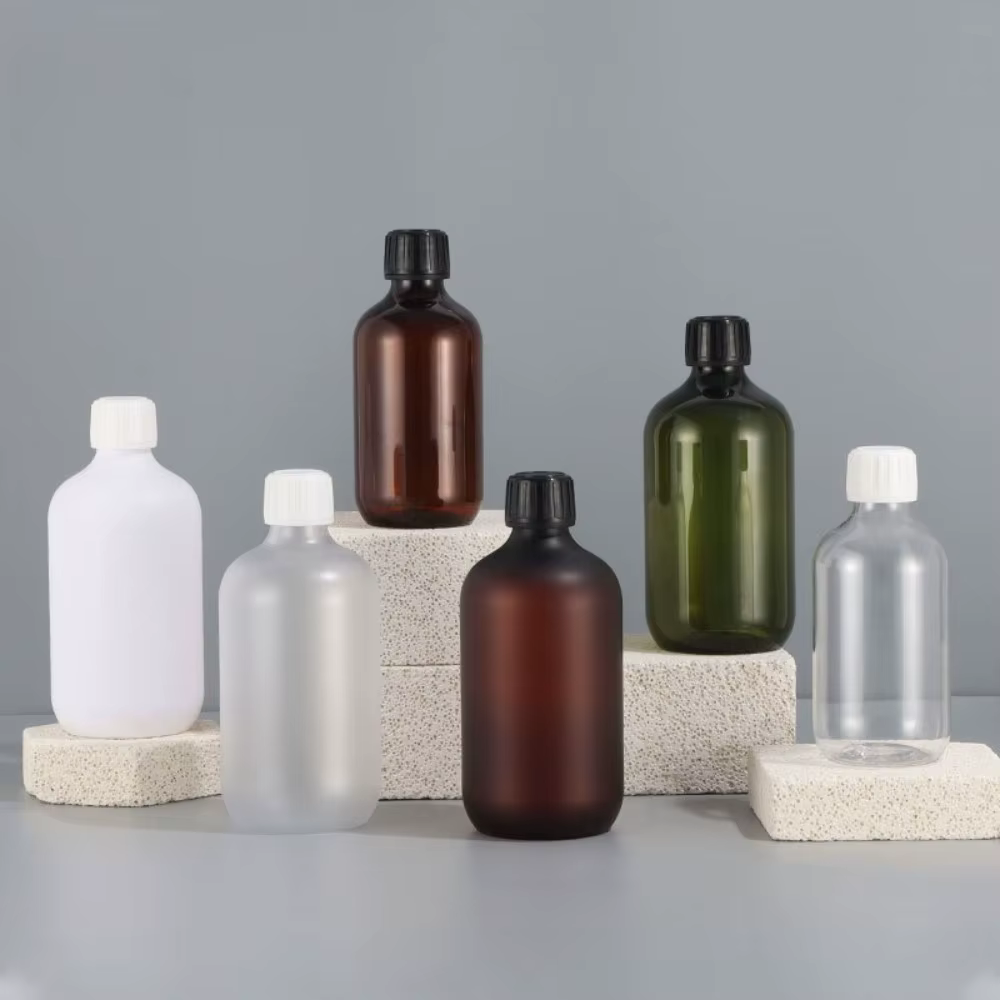 Bouteilles rechargeables pour shampoing vert et marron