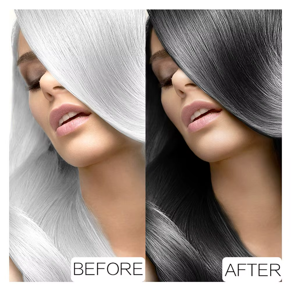 Cheveux blancs en couleur noire