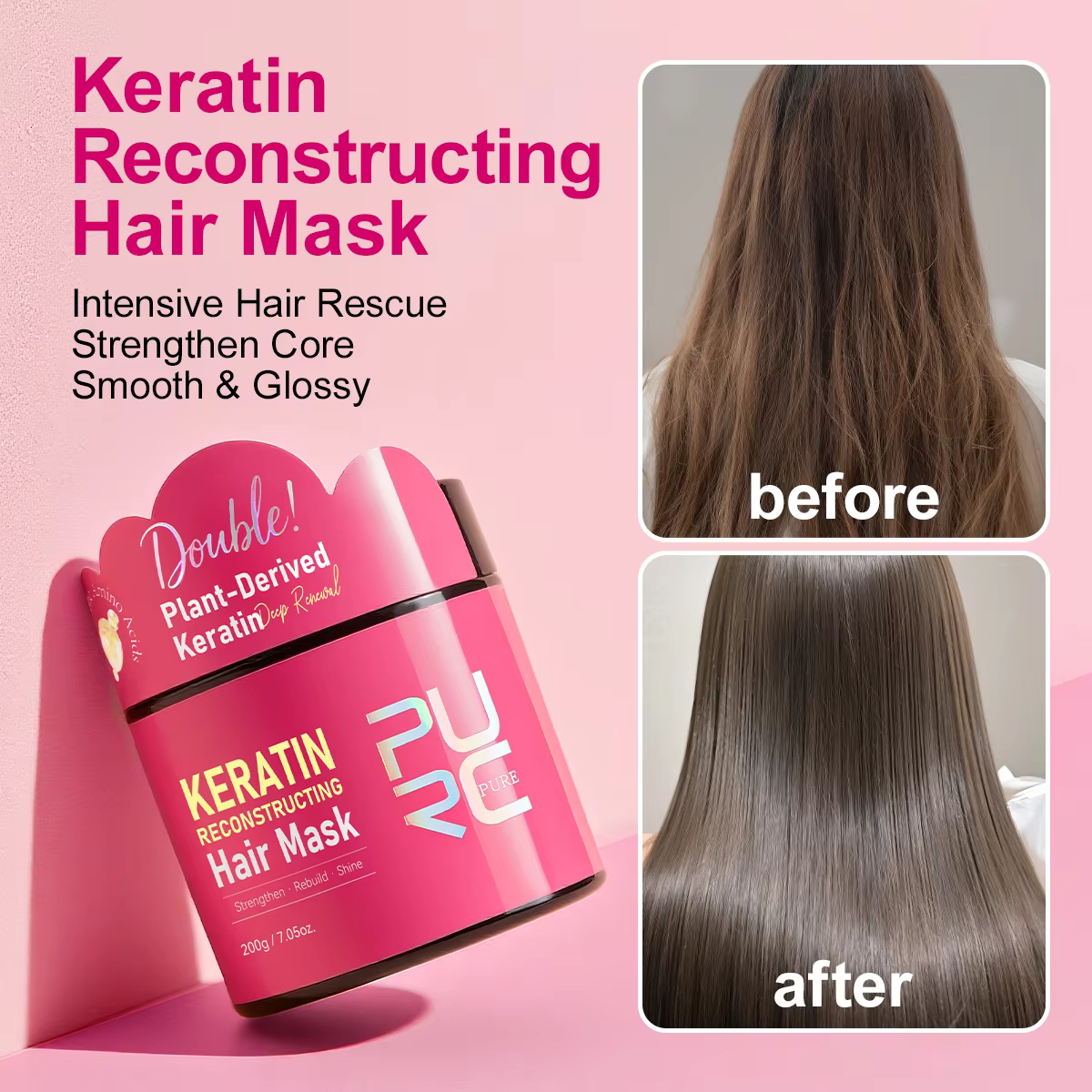 PURC Double kératine masque capillaire professionnel lissant brillant cheveux