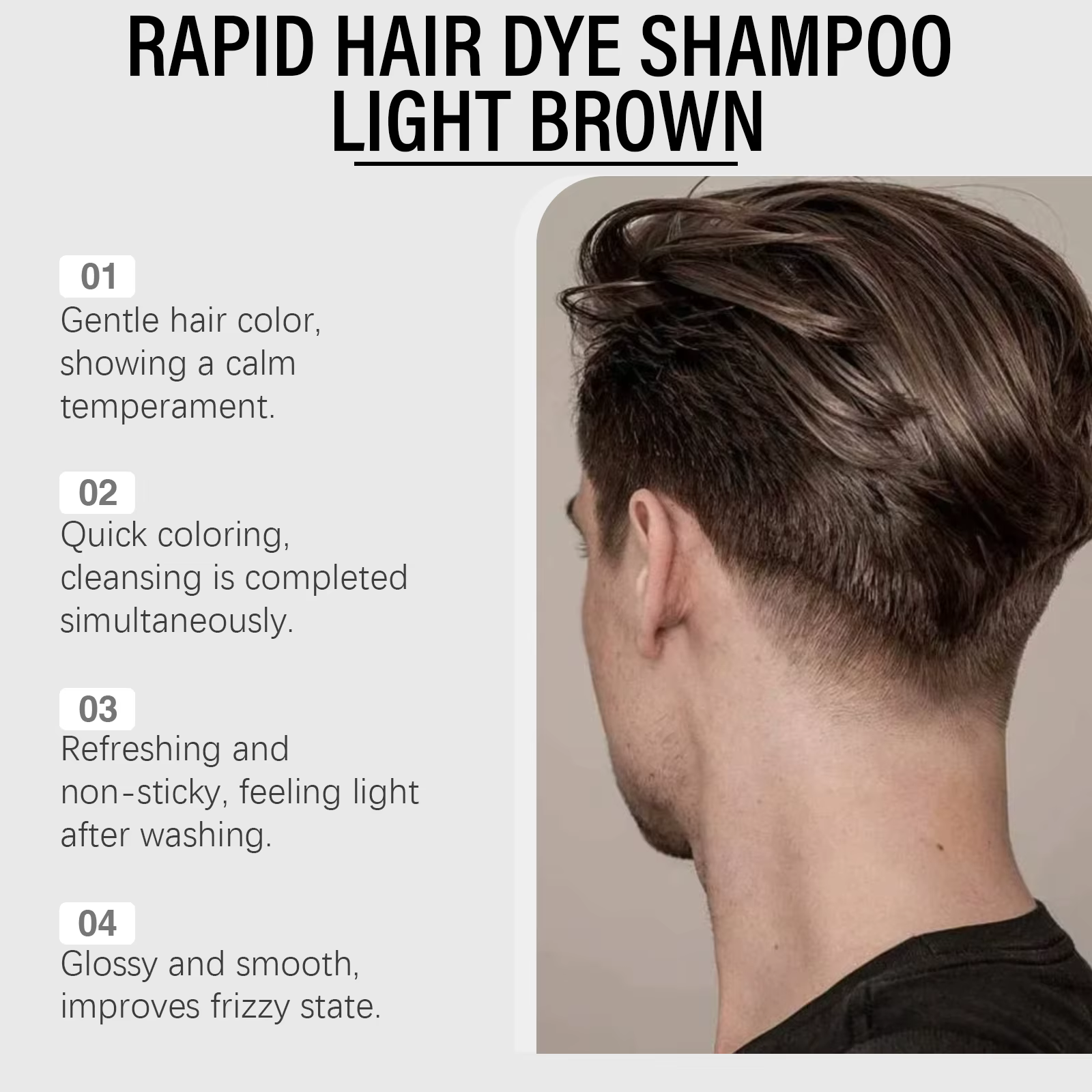 Shampoing de teinture capillaire 3 en 1 pour hommes