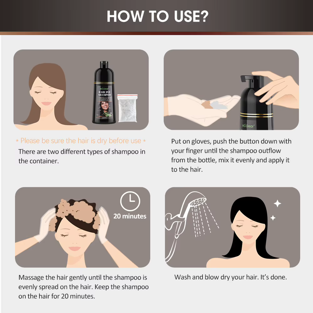 Shampoing de coloration instantanée 3 en 1