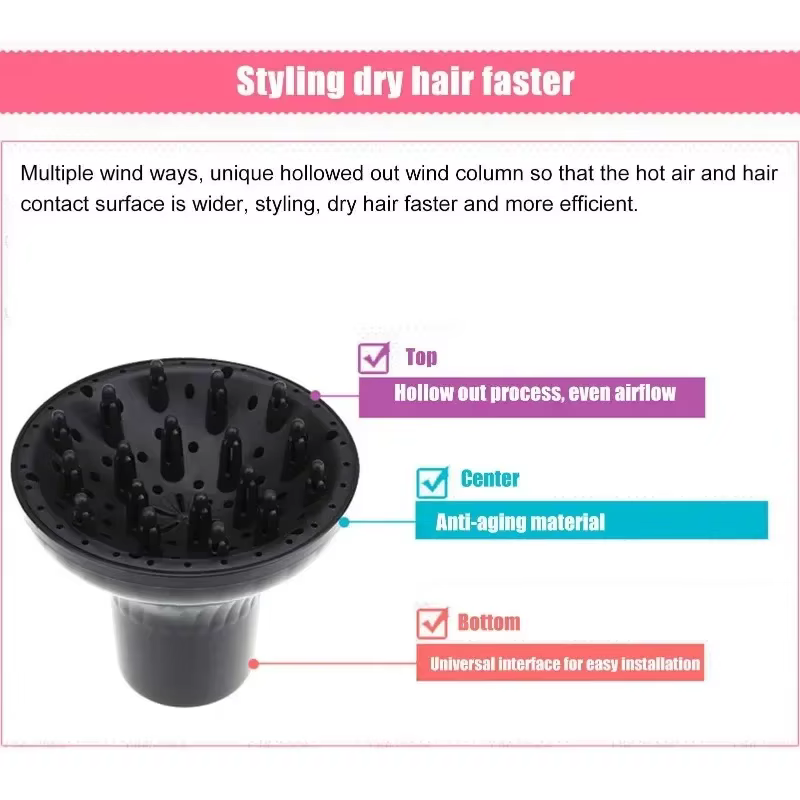 Diffuseur universel pour sèche-cheveux, diffuseur imperméable pour cheveux bouclés et ondulés, diffuseur résistant à la chaleur