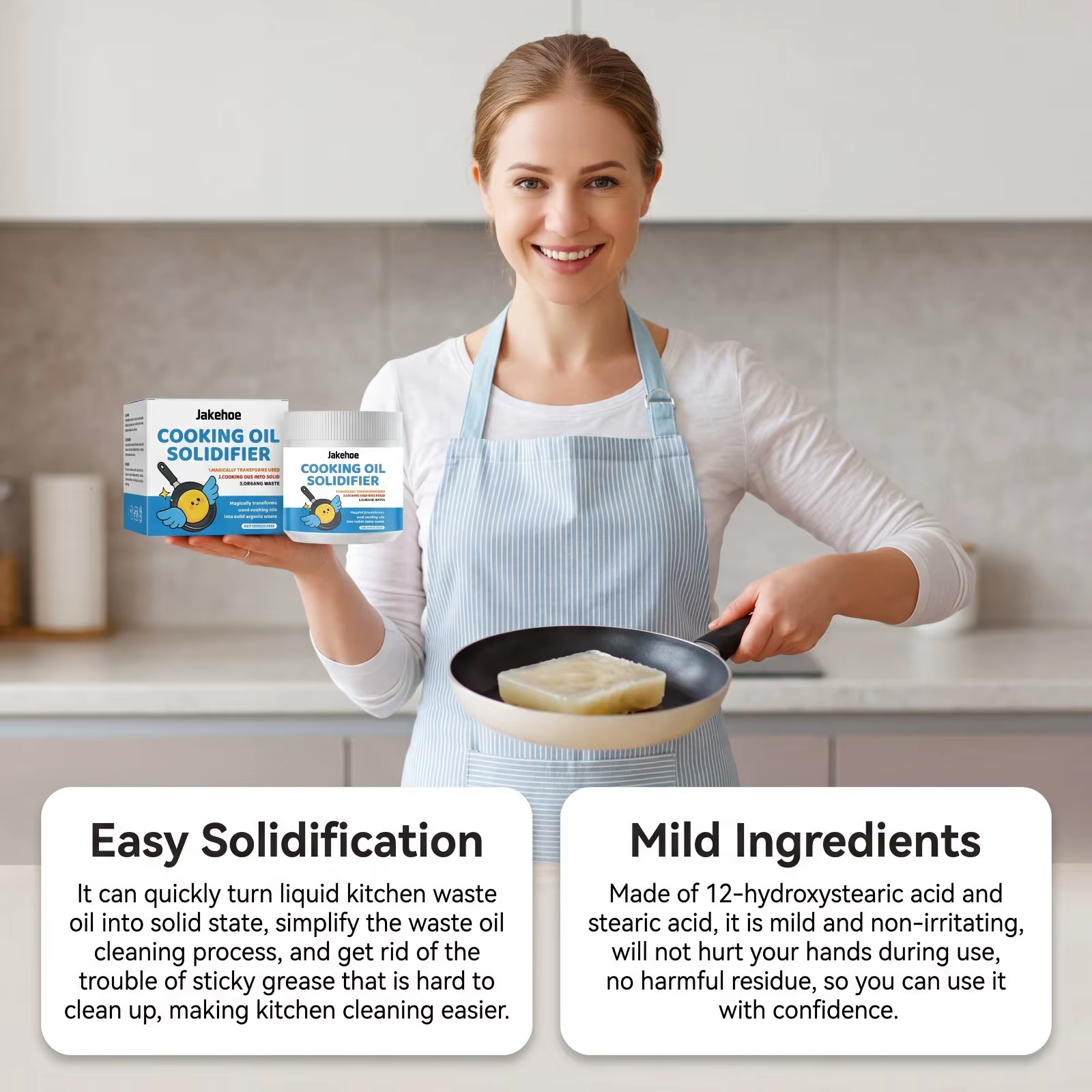 Poudre solidifiante pour huile de cuisson : Empêche les canalisations de se boucher, transforme l'huile usagée de friteuse en déchets solides pour la maison, les restaurants et le nettoyage écologique