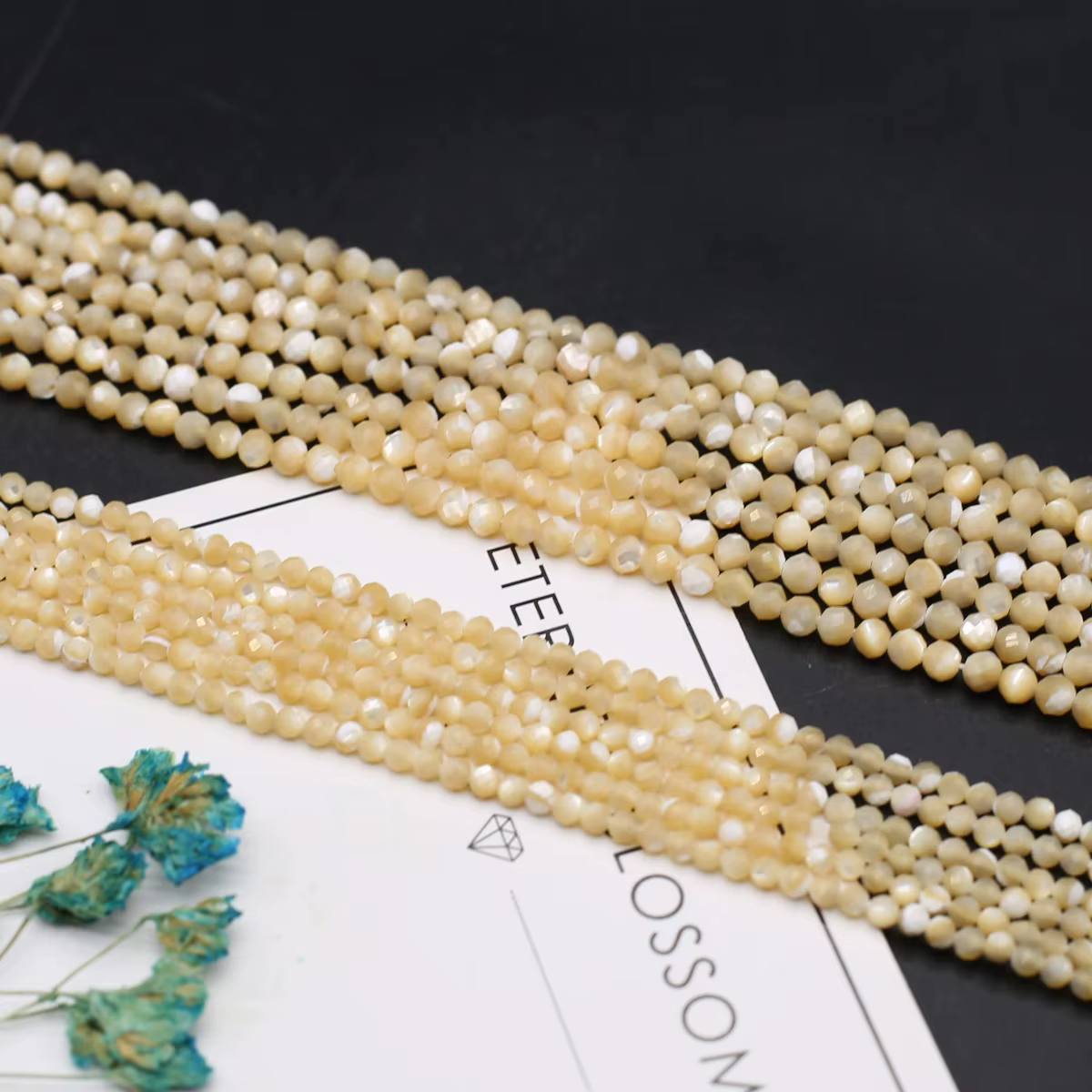 Perles de coquillage en nacre coquille jaune naturelle 3 4mm perles à facettes de haute qualité pour la fabrication de bijoux collier à faire soi-même Bracelet 14''