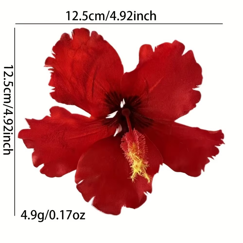 Accessoires pour cheveux : Pince à cheveux fleur d'hibiscus artificielle, style bohème, ne blesse pas les cheveux, pour franges, été