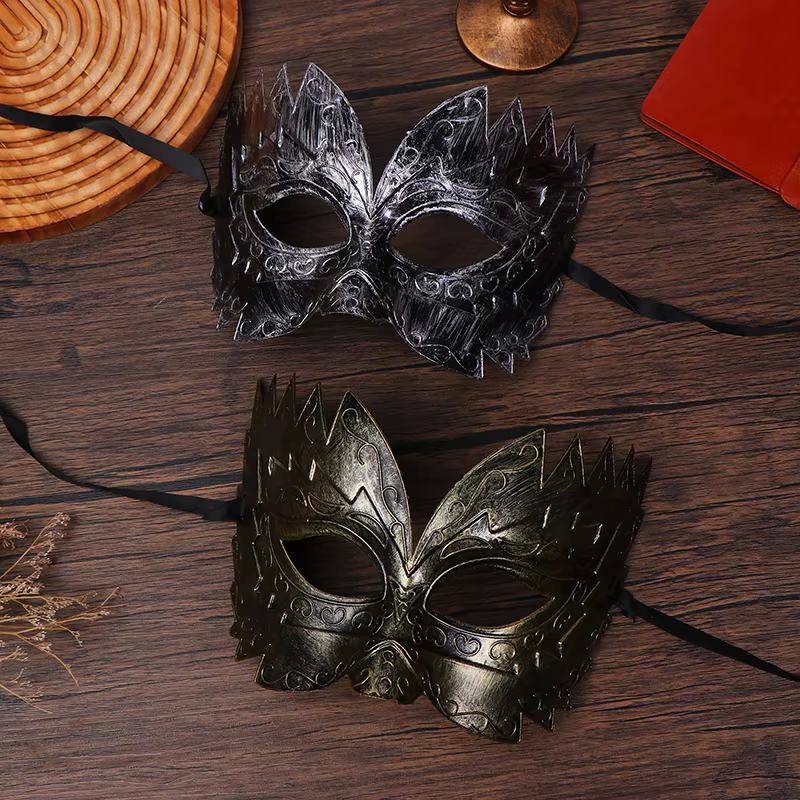 Masque de carnaval et de mascarade vintage, demi-masque en plastique doré et argenté, pour fête costumée d'Halloween, pour femmes et hommes, 1 pièce