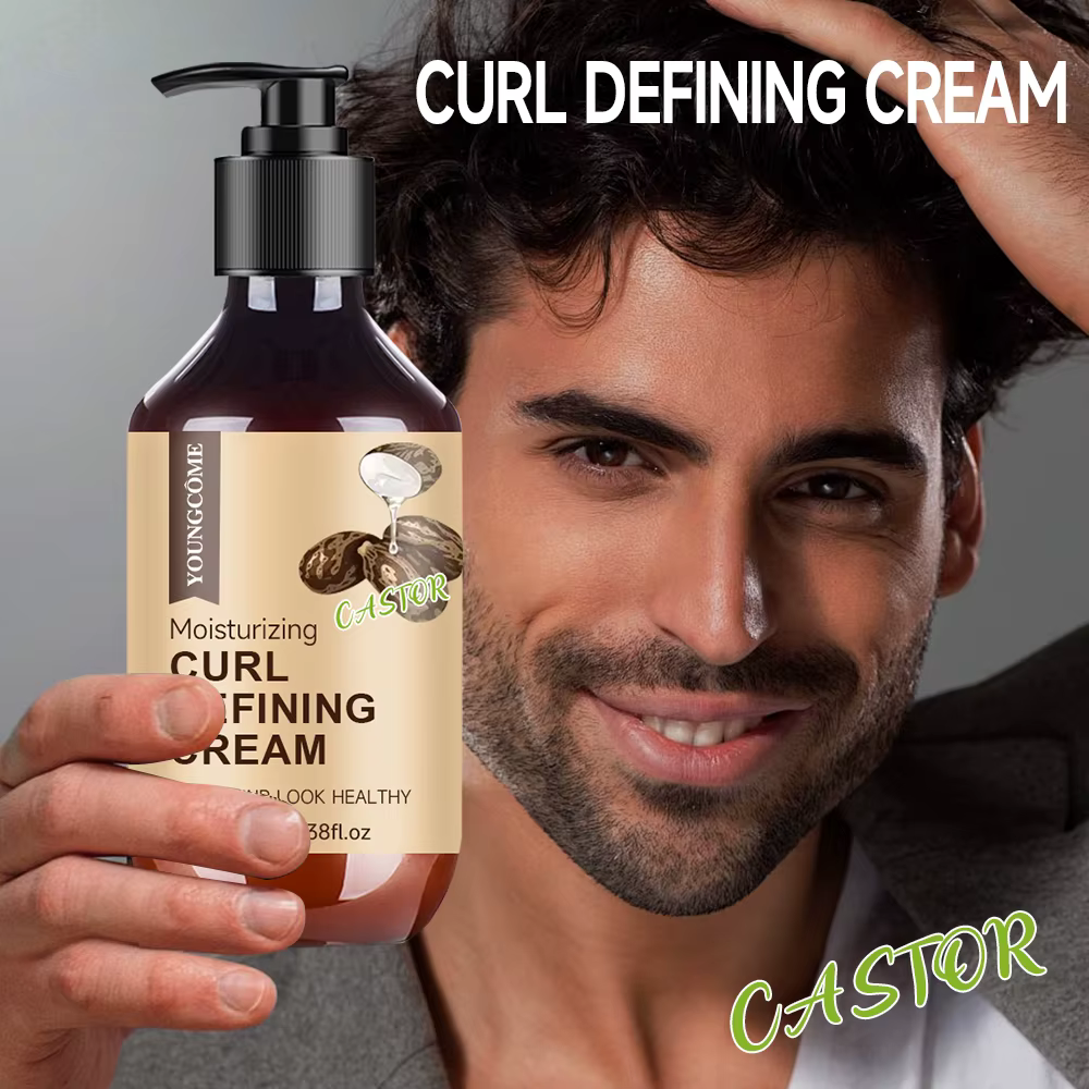 Crème bouclée à l'huile de ricin pour hommes