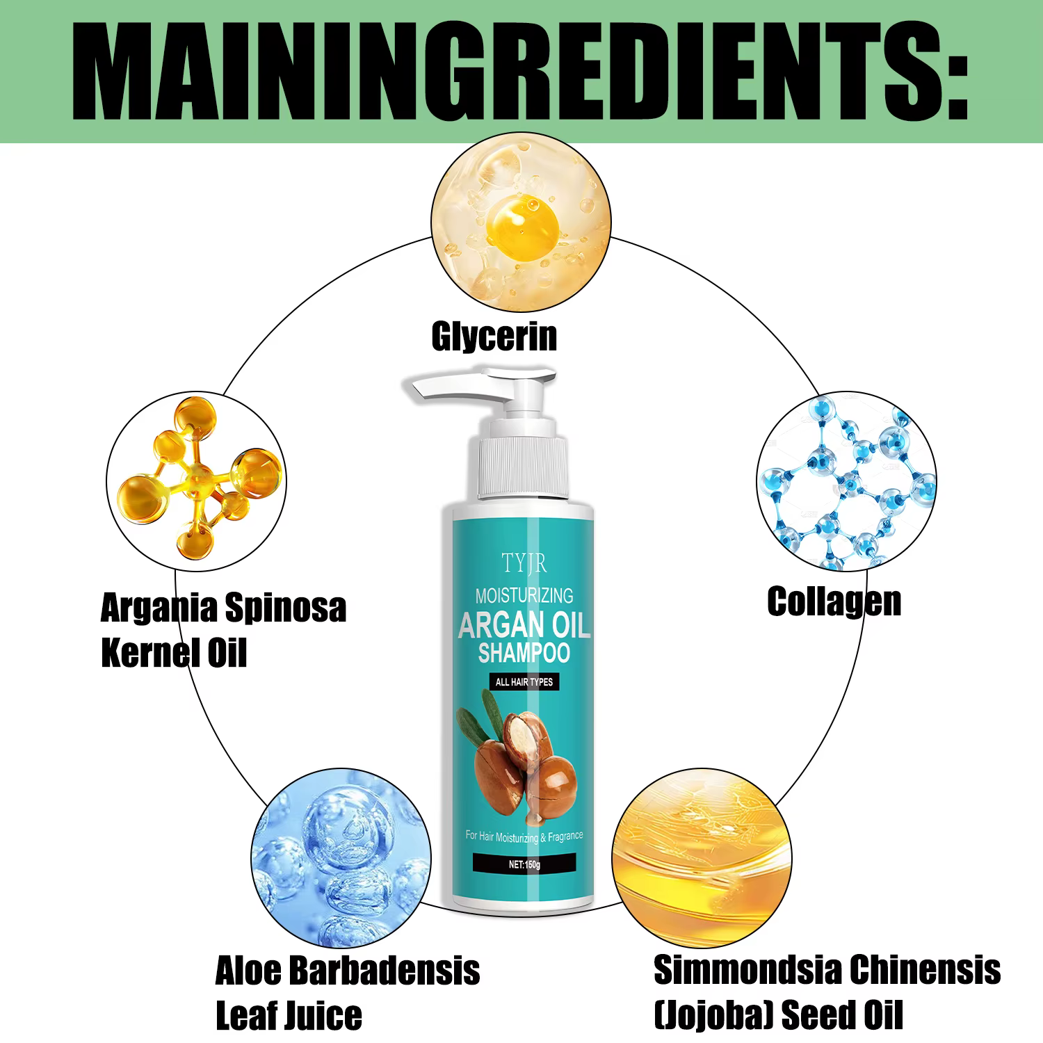 Le shampooing à l'huile d'argan marocain contient une formule hydratante naturelle à l'aloe vera