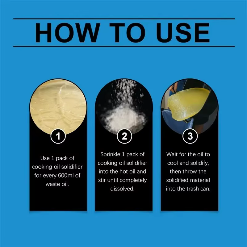 Poudre solidifiante pour huile de cuisson naturelle, durcisseur pour graisse et huile de friture, solution de coagulation pour l'élimination facile des déchets d'huile végétale et de canola