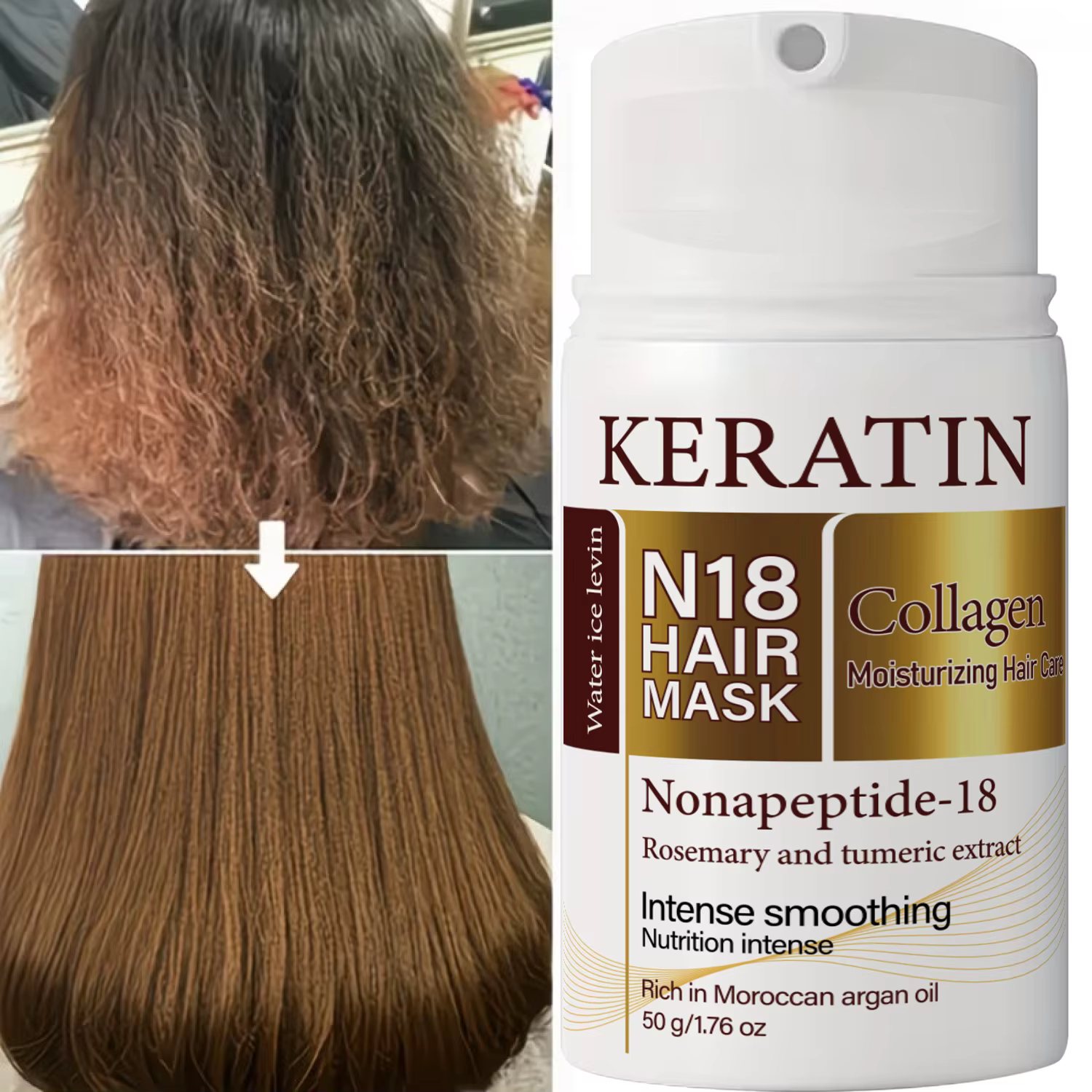 Masque Capillaire à la Kératine et Collagène – Traitement Lissant Intense pour Cheveux Secs et Abîmés, Nourrissant – 50g