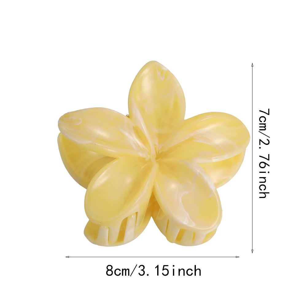 Pince à cheveux jaune motif fleur d'œuf, transparente, pour queue de cheval haute, pince requin, pince à cheveux dégradée, accessoire de coiffure avancé