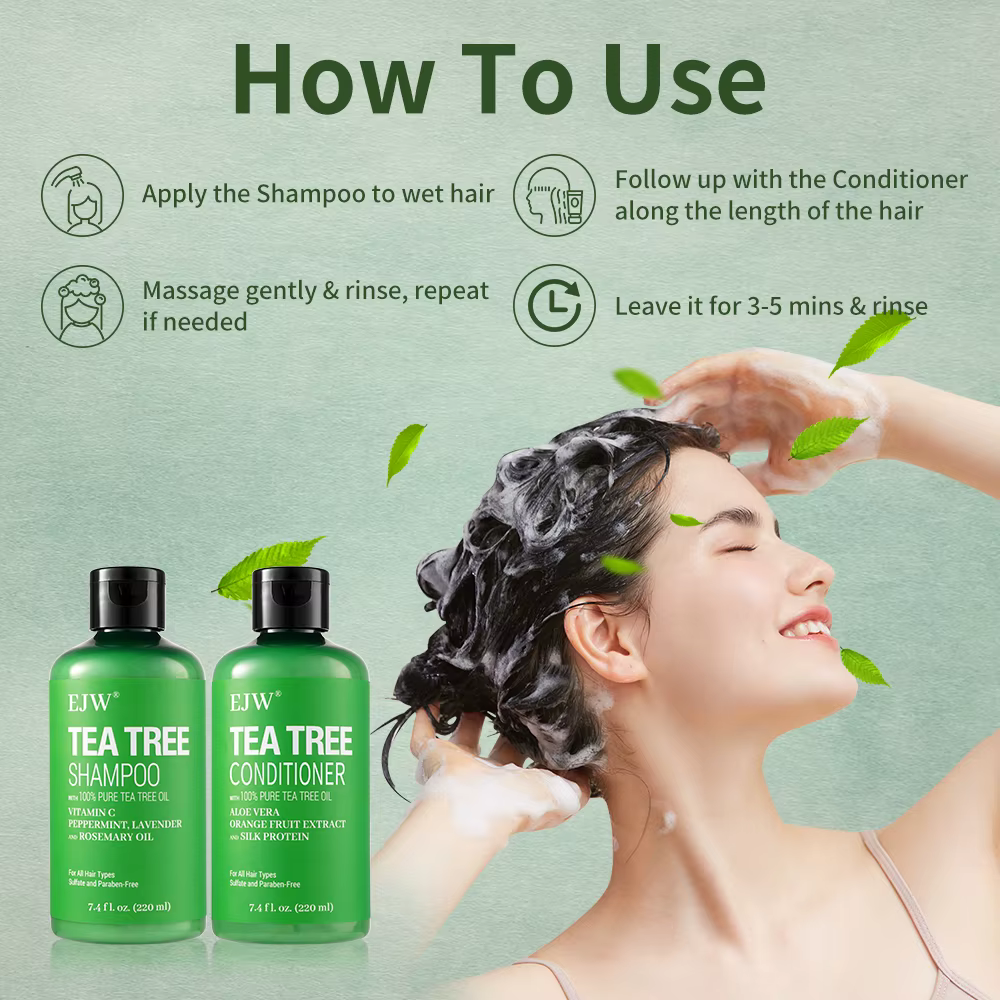 Ensemble shampoing et après-shampoing à l'huile d'arbre à thé | Rafraîchit le cuir chevelu