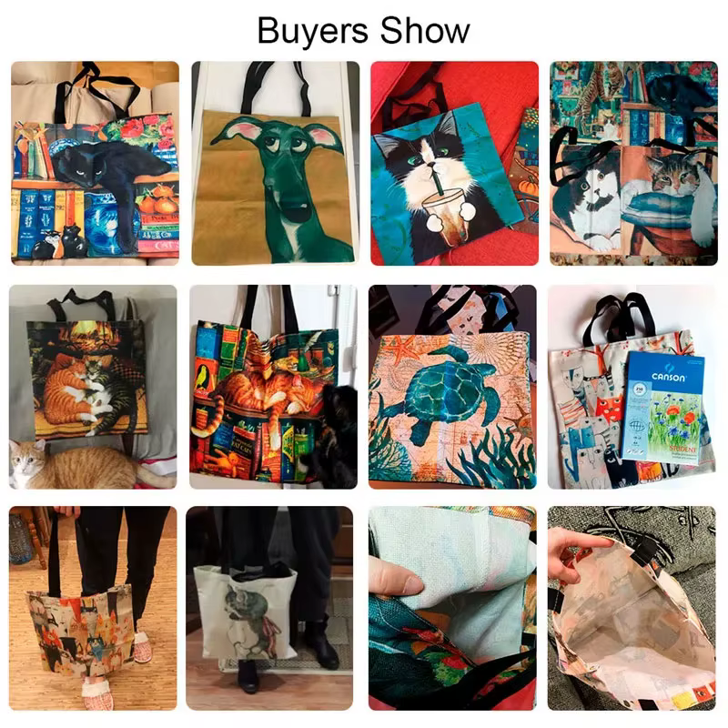 Sardines en huile d'olive Pure, sac à bandoulière pour Shopping quotidien, imprimé poisson coloré, tissu Durable, rayures jaunes, fourre-tout pour femmes