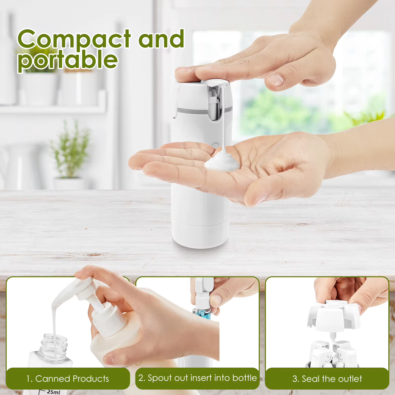Bouteille distributrice d'émulsion 4 en 1, conteneur portable rechargeable et étanche avec étiquettes, bouteille distributrice de voyage pour shampoing