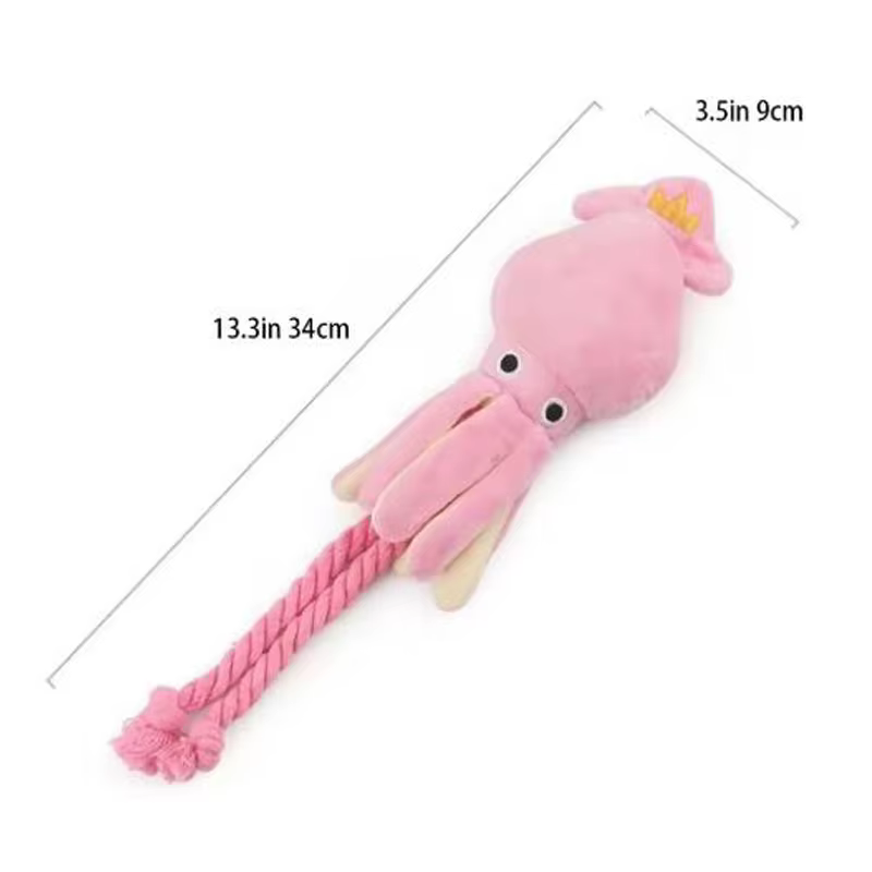 Jouets pour chiens ; jouets pour chats ; poulpe en corde de coton émettant du son ; jouets à mâcher durables pour nettoyer les dents ; jouets interactifs pour animaux de compagnie.