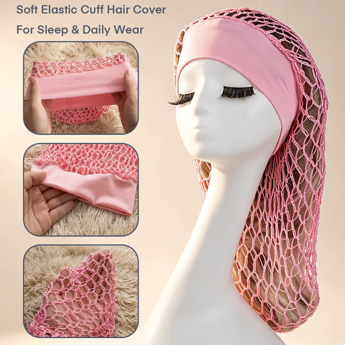 Bonnet de nuit en tricot à longues crochets pour femme