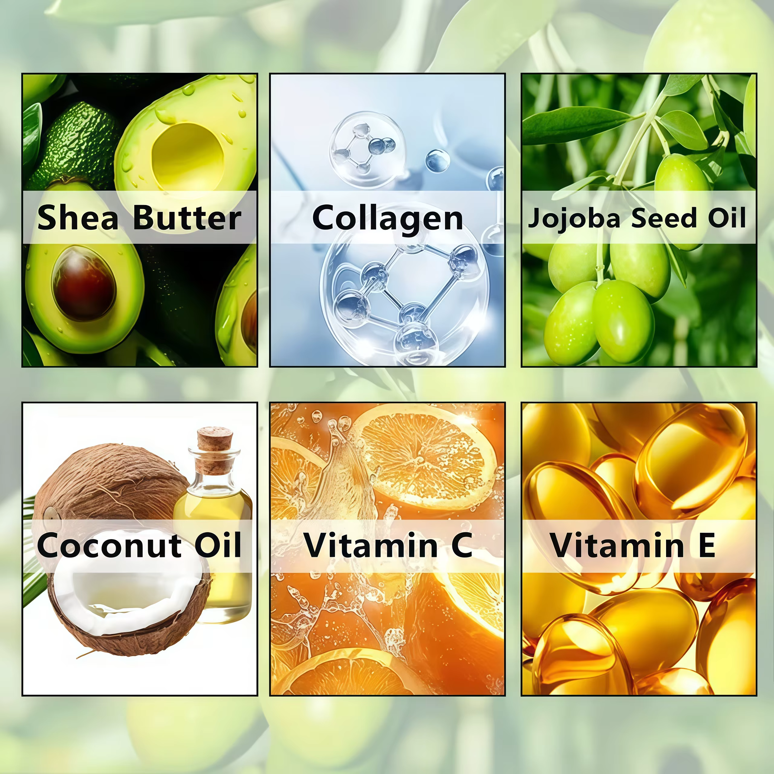 Crème raffermissante au collagène, riche en huile de jojoba, vitamines C et E, huile de noix de coco, idéale pour les cuisses, les fesses, les bras et l'abdomen