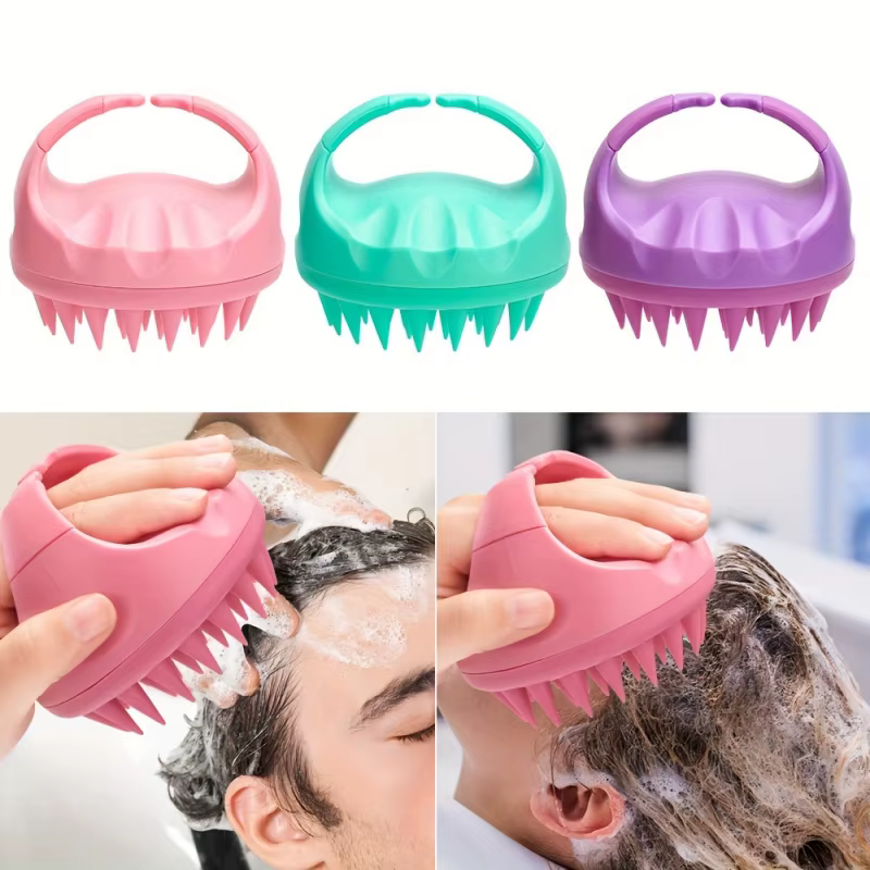 Brosse à shampoing en silicone doux pour massage du cuir chevelu