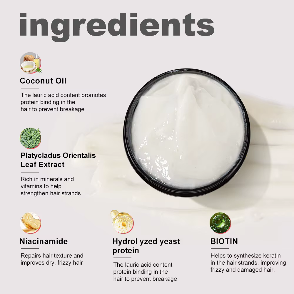 PURC huile de noix de coco masque capillaire réparation endommagé frisottis lissage nourrissant kératine traitements