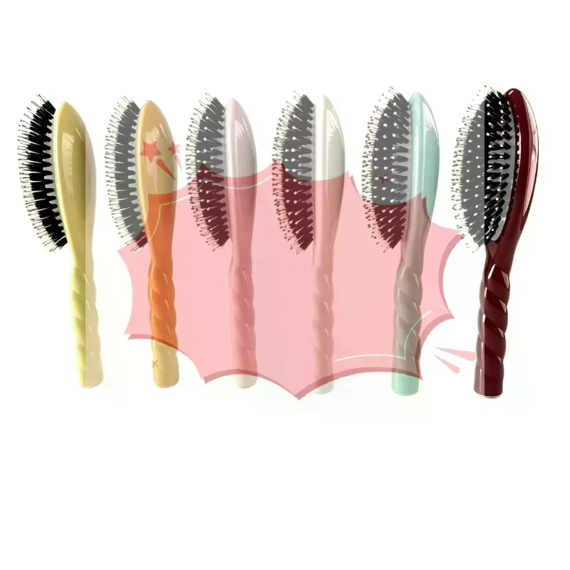 1 pièce Brosse à cheveux démêlante en poils de sanglier avec picots massants pour le cuir chevelu, réduit la casse, pour tous types de cheveux