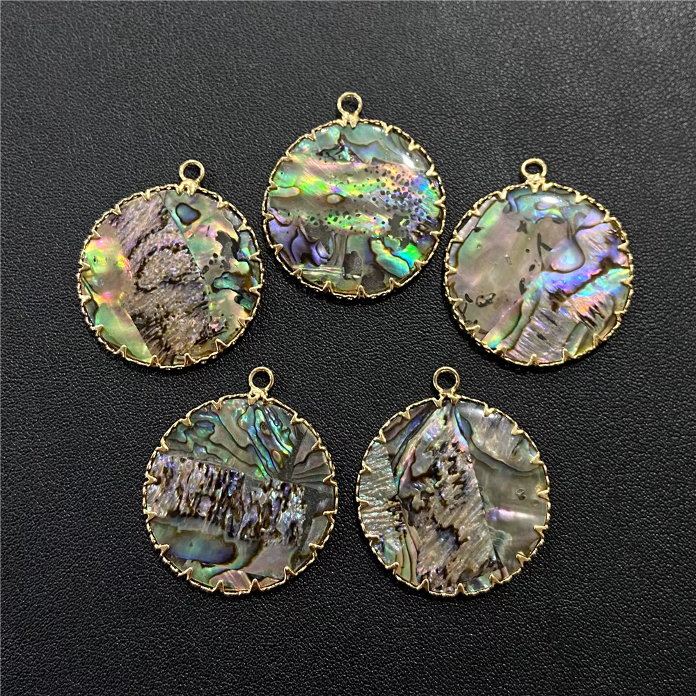 Pendentif de coquillages en nacre naturelle, goutte d'eau en forme ronde, connecteur de coquille d'ormeau pour la fabrication de bijoux, collier et Bracelet