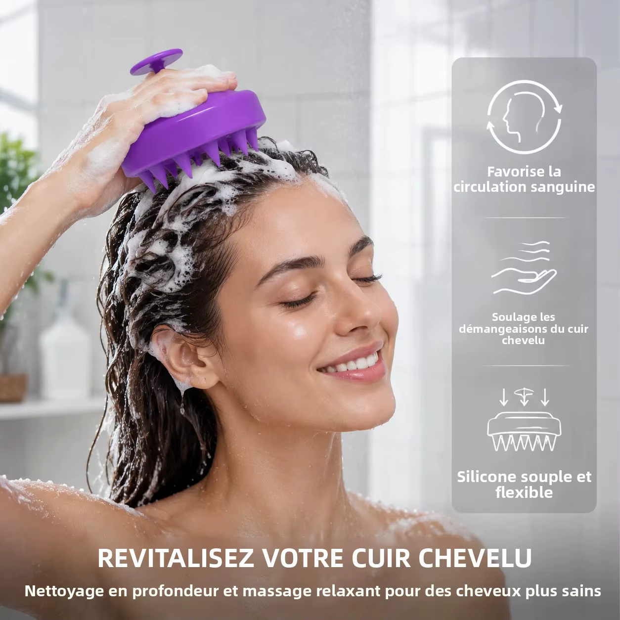 Brosse de massage du cuir chevelu en silicone
