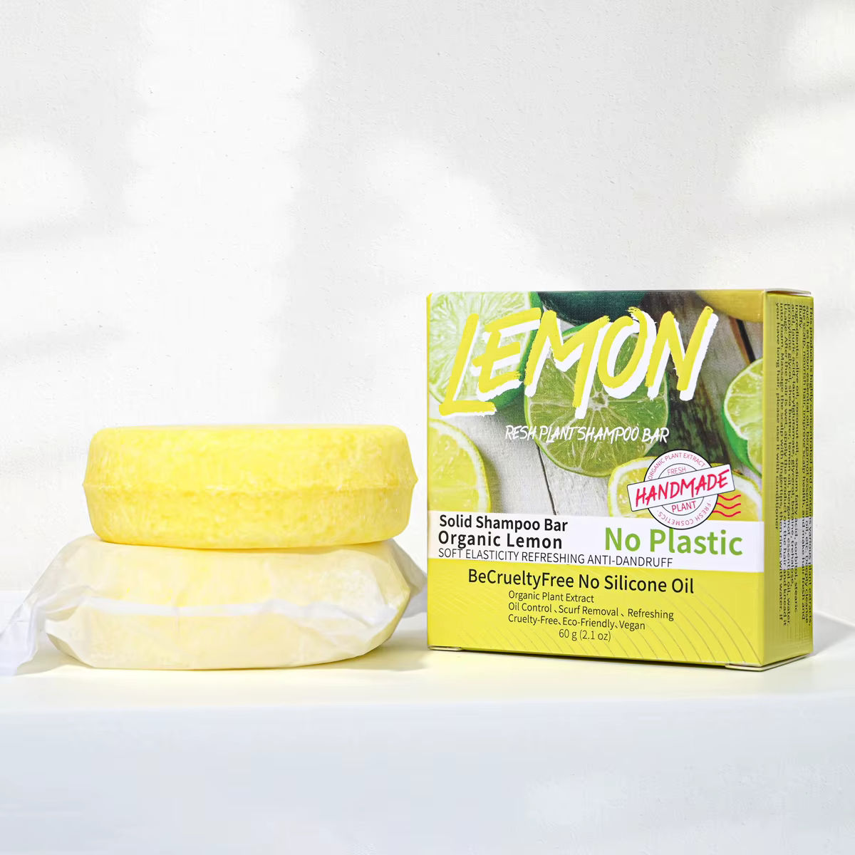 J + 60g Nature plante citron solide shampooing rafraîchissant contrôle de l'huile