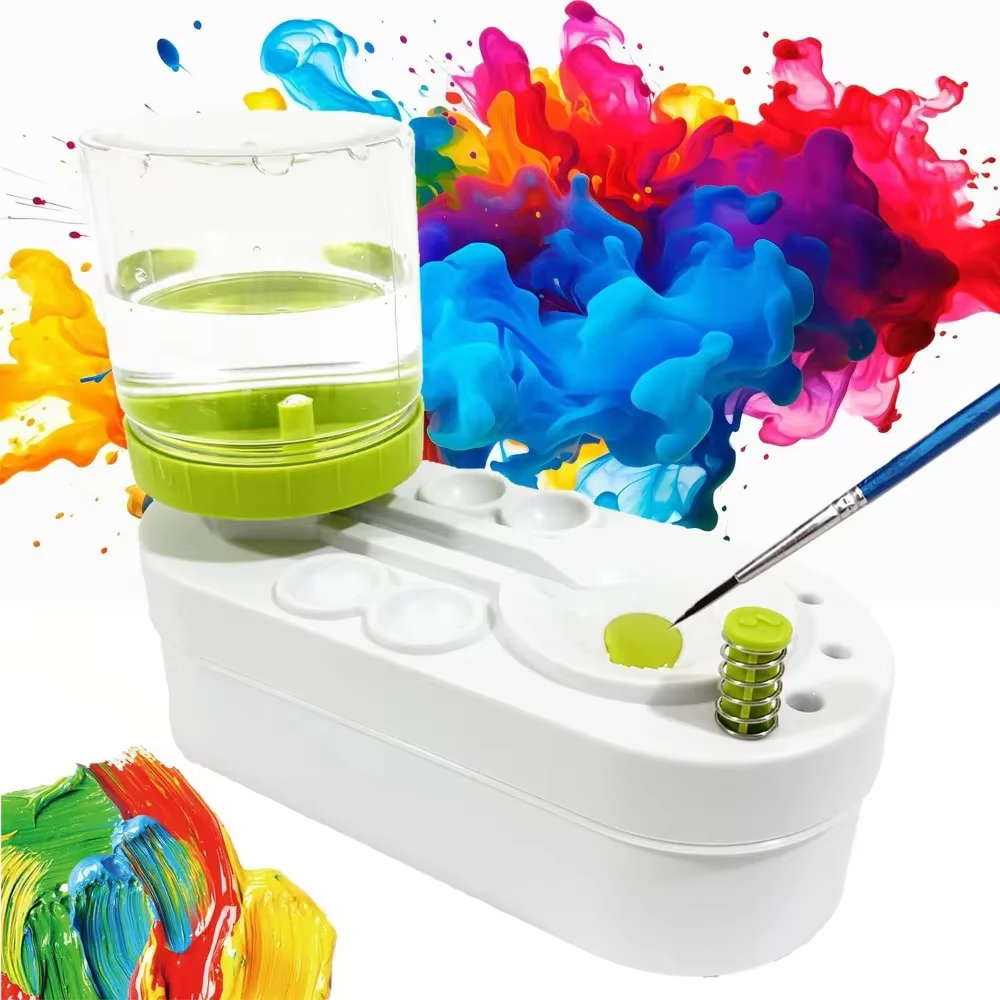 Nettoyeur de pinceaux amélioré avec circulation d'eau pré-assemblé, pour pinceaux à aquarelle, à huile et à base d'eau