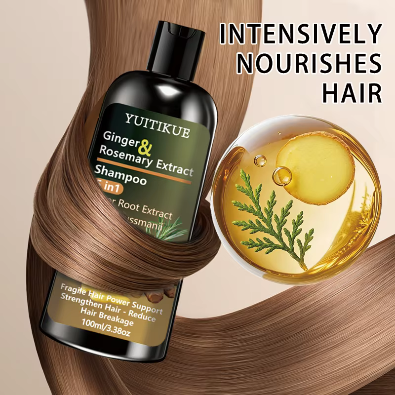YUITIKUE Shampooing à l'extrait de gingembre et de romarin 5 en 1 : nourrit intensif