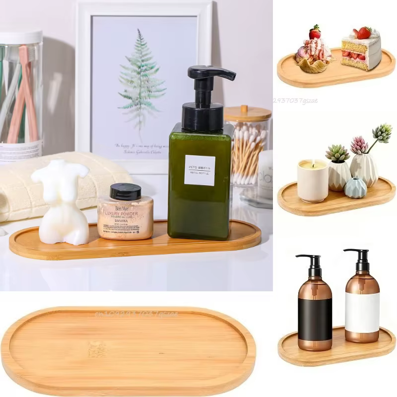 Plateaux de rangement multi-récipients, douche, shampoing, lavage du corps, distributeur de cosmétiques, plateau en bois de bambou, salle de bains, cuisine, support de Pot