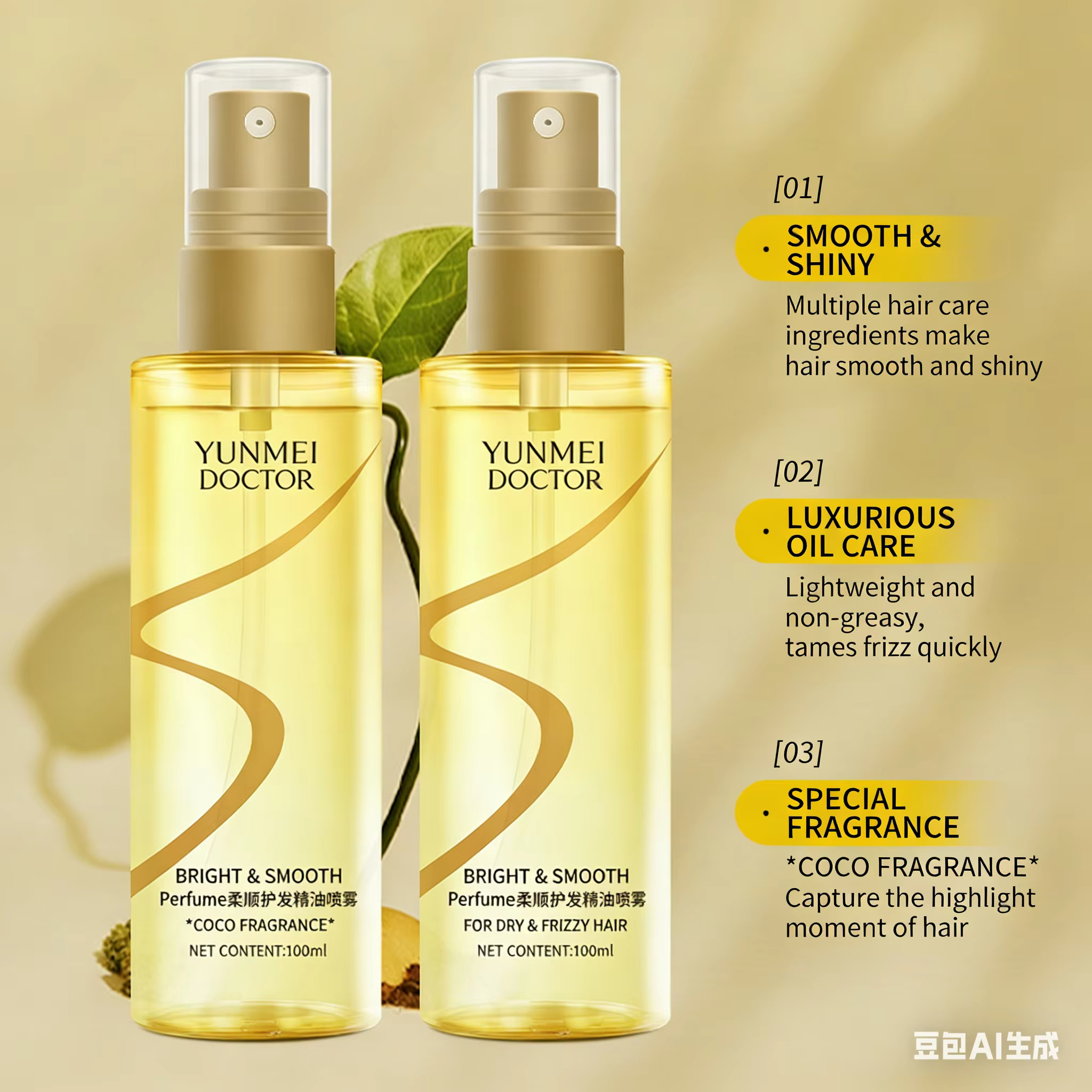 Huile capillaire anti-frisottis en spray